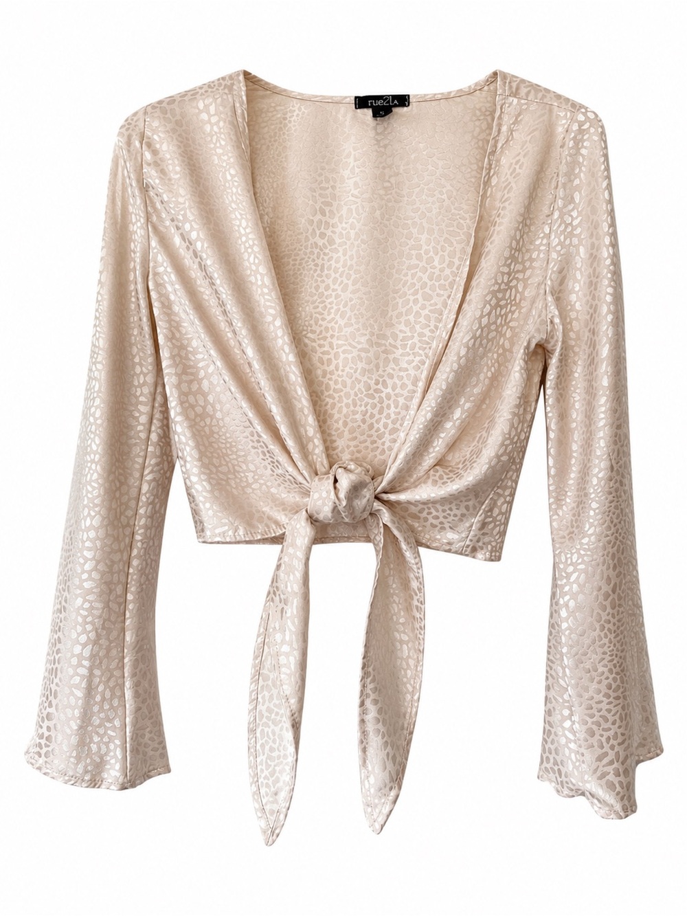Rue21 Tie Front Top Kimono Crop satin cream Champaign size S